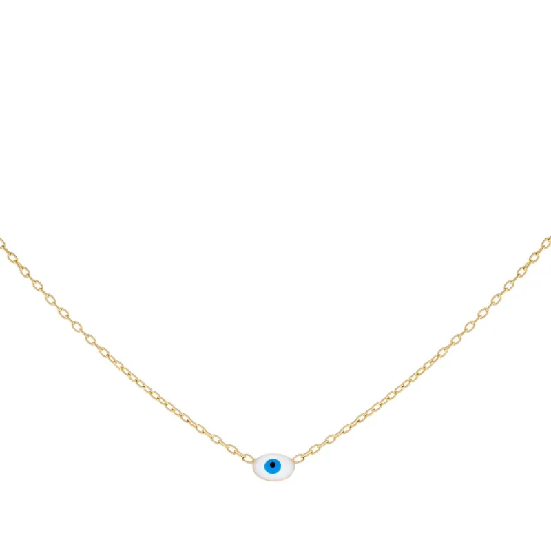Mini Enamel Evil Eye Necklace 14K sold by Adina Eden's
