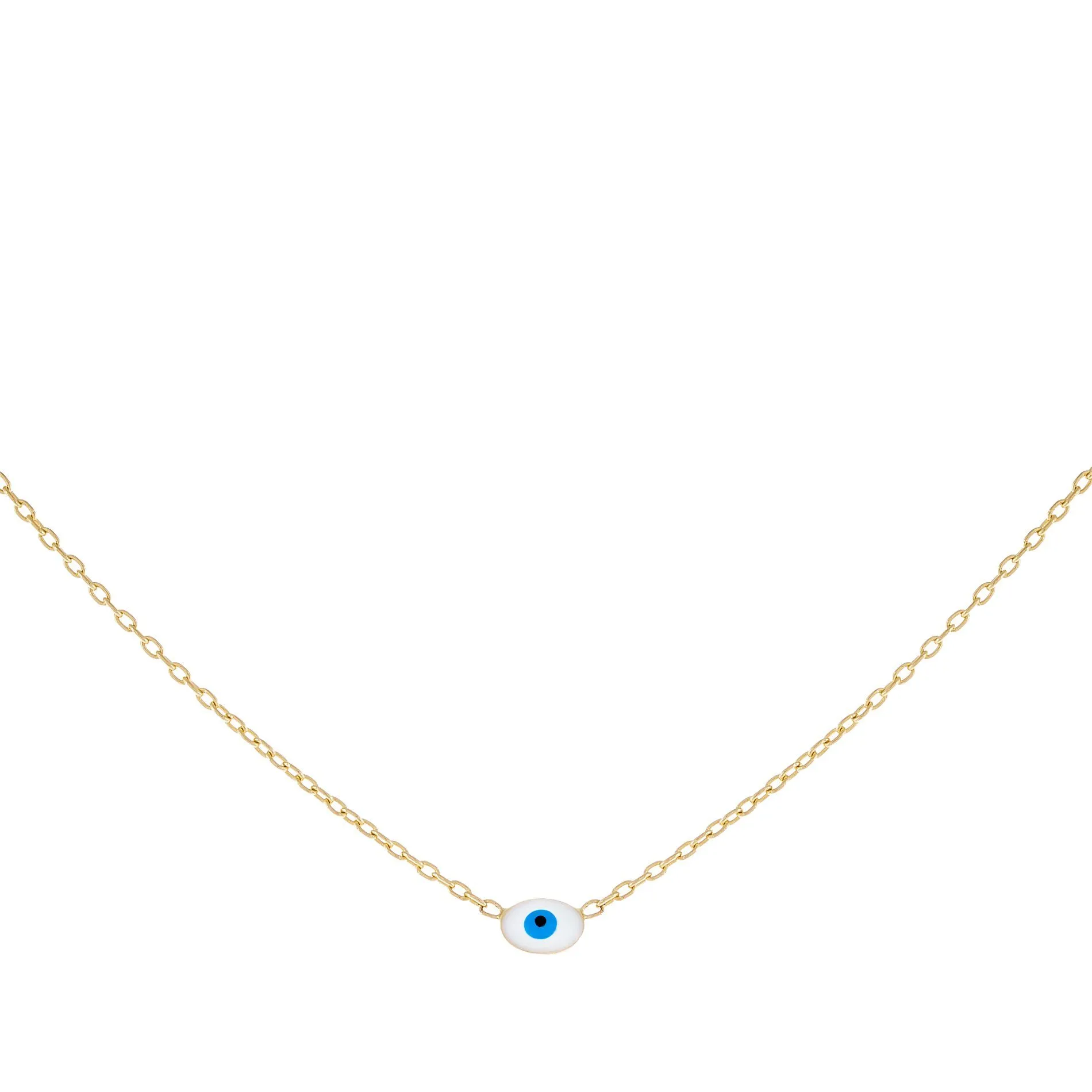Mini Enamel Evil Eye Necklace 14K sold by Adina Eden's