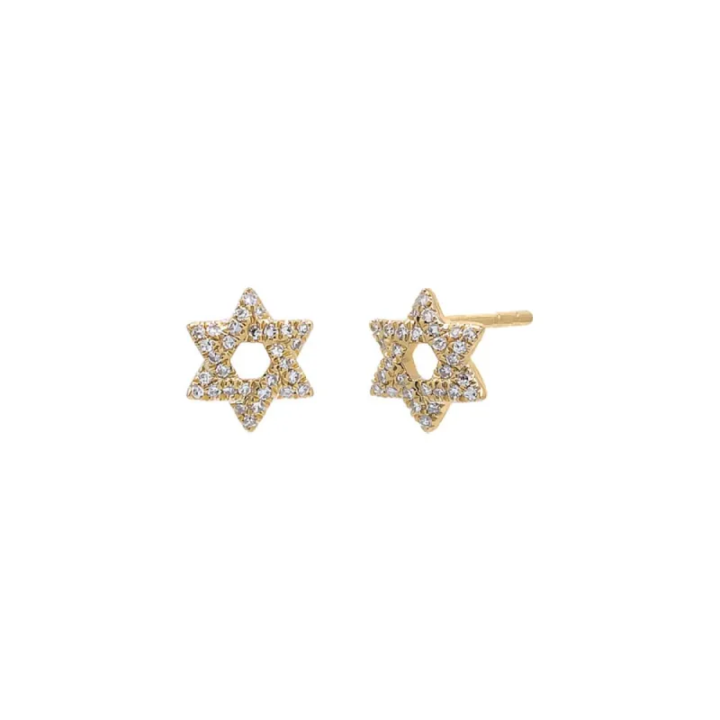 Mini Diamond Pave Star of David Stud Earring 14K sold by Adina Eden's