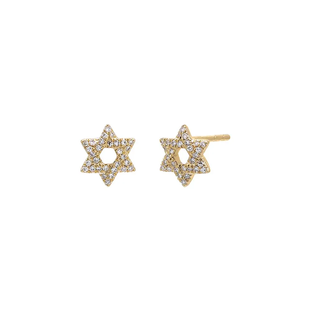 Mini Diamond Pave Star of David Stud Earring 14K sold by Adina Eden's