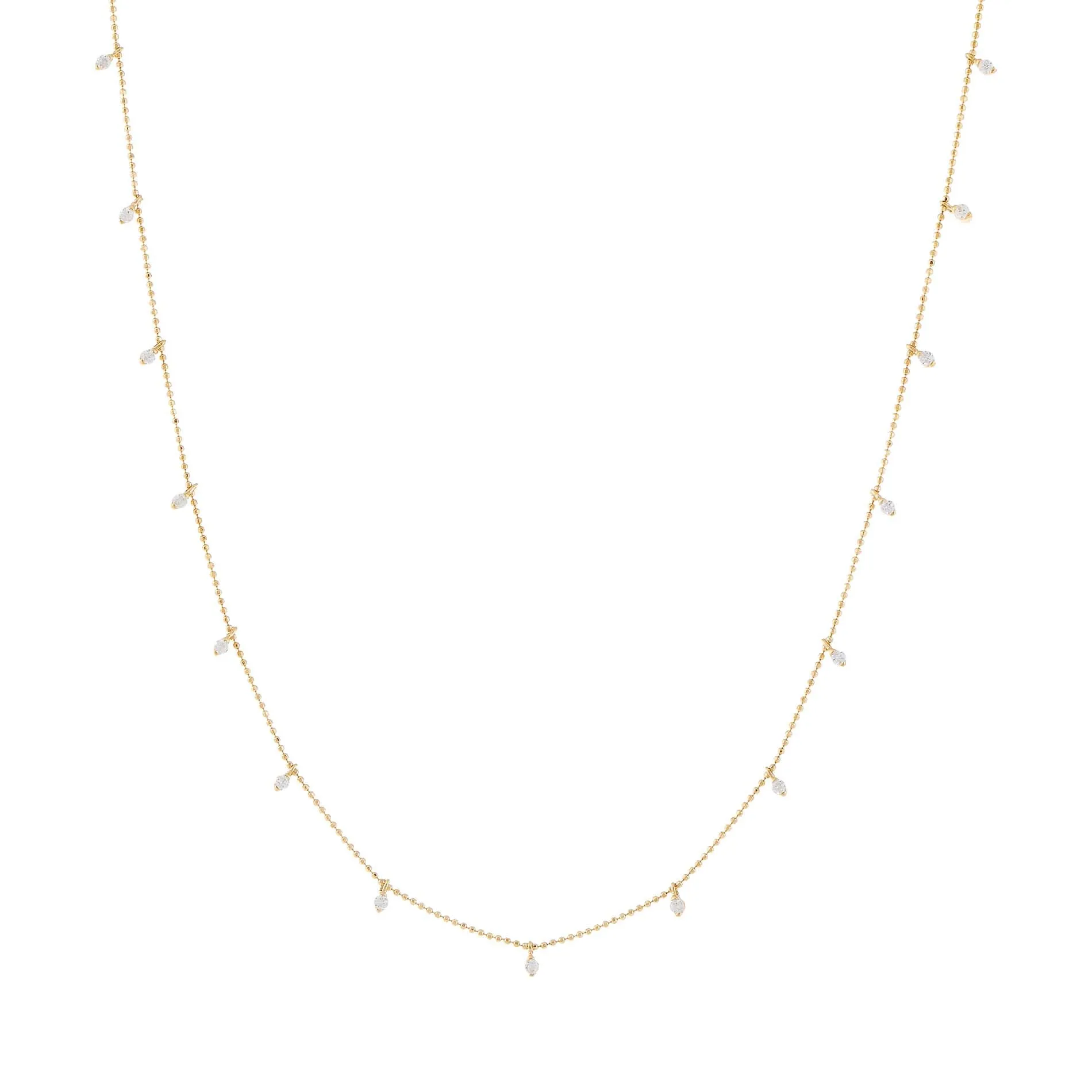 Dangling CZ Bead Chain Necklace 14K sold by Adina Eden's