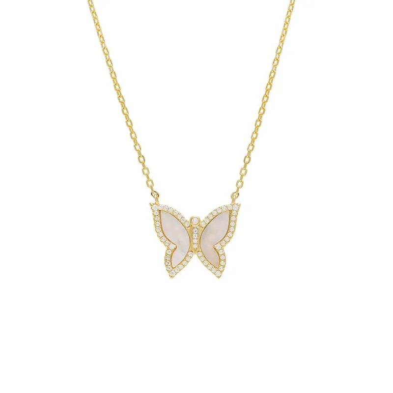 Pavé Gemstone Butterfly Necklace sold by Adina Eden's
