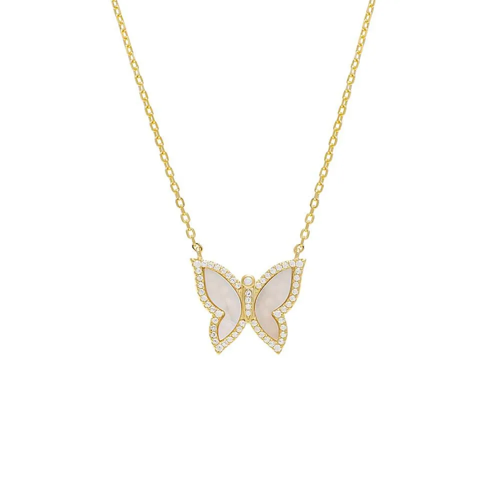 Pavé Gemstone Butterfly Necklace sold by Adina Eden's
