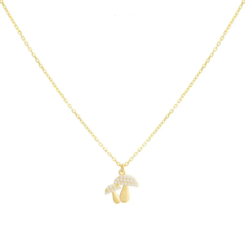 Double Mushroom Pavé Necklace sold by Adina Eden's