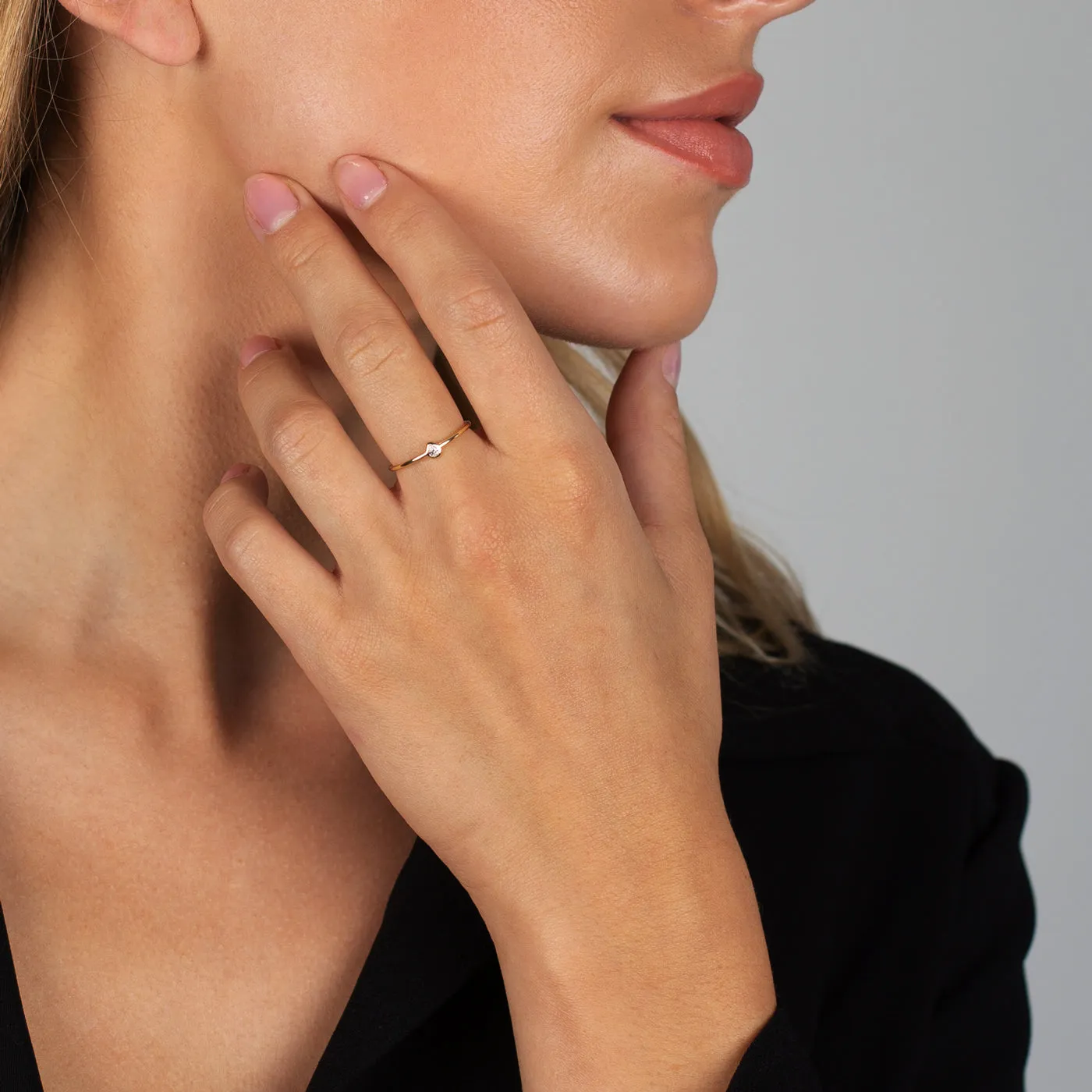 Diamond Bezel Pear Ring 14K sold by Adina Eden's product image thumbnail 3