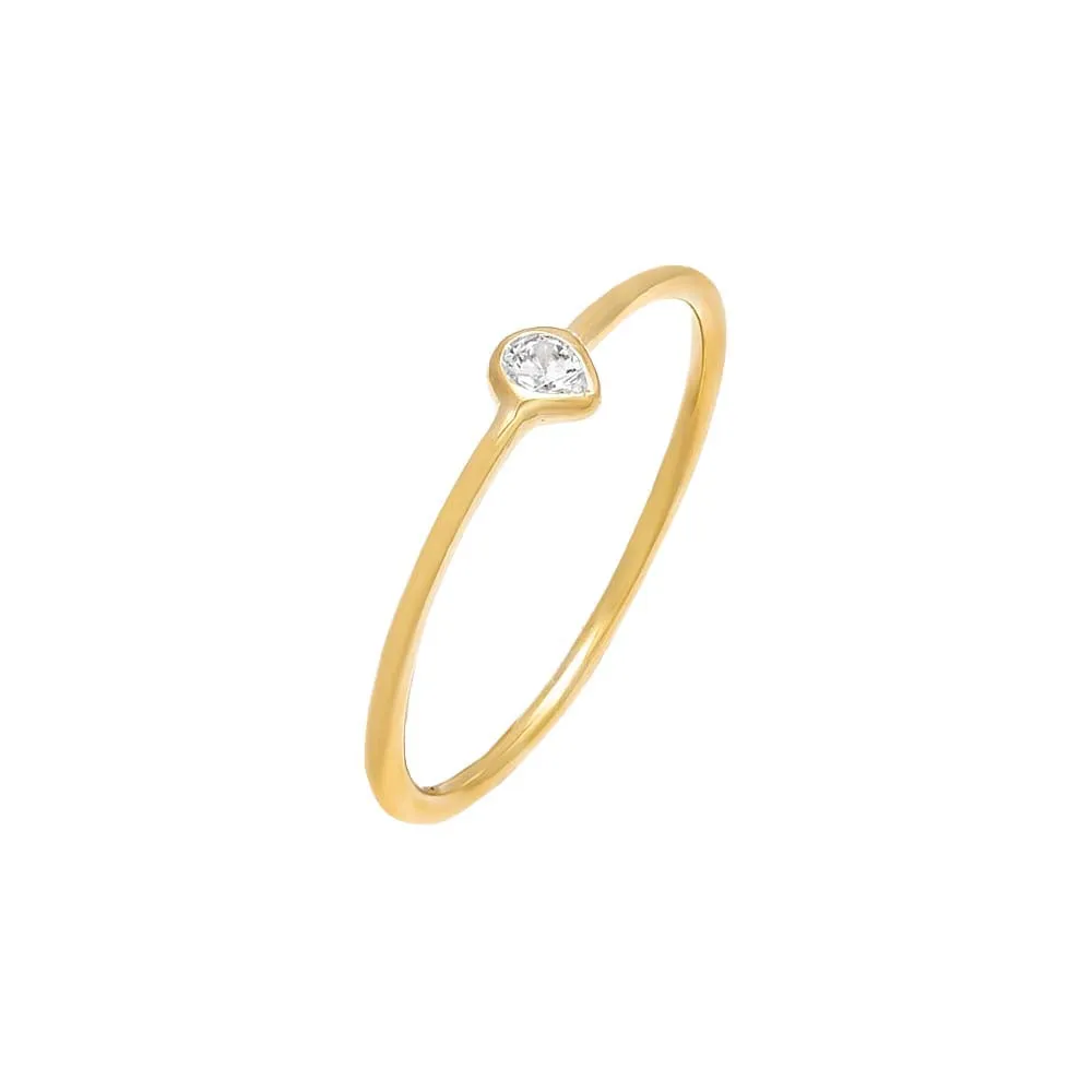 Diamond Bezel Pear Ring 14K sold by Adina Eden's