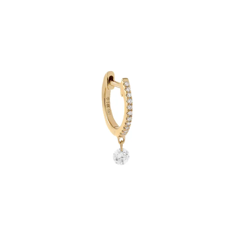 Floating Diamond Huggie Earring 14K sold by Adina Eden's