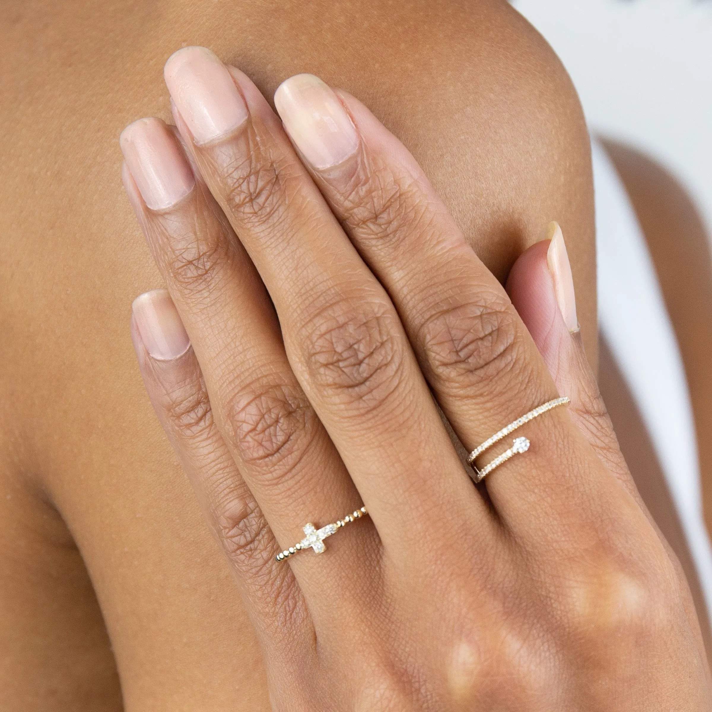 Diamond Cross Beaded Ring 14K sold by Adina Eden's product image thumbnail 2