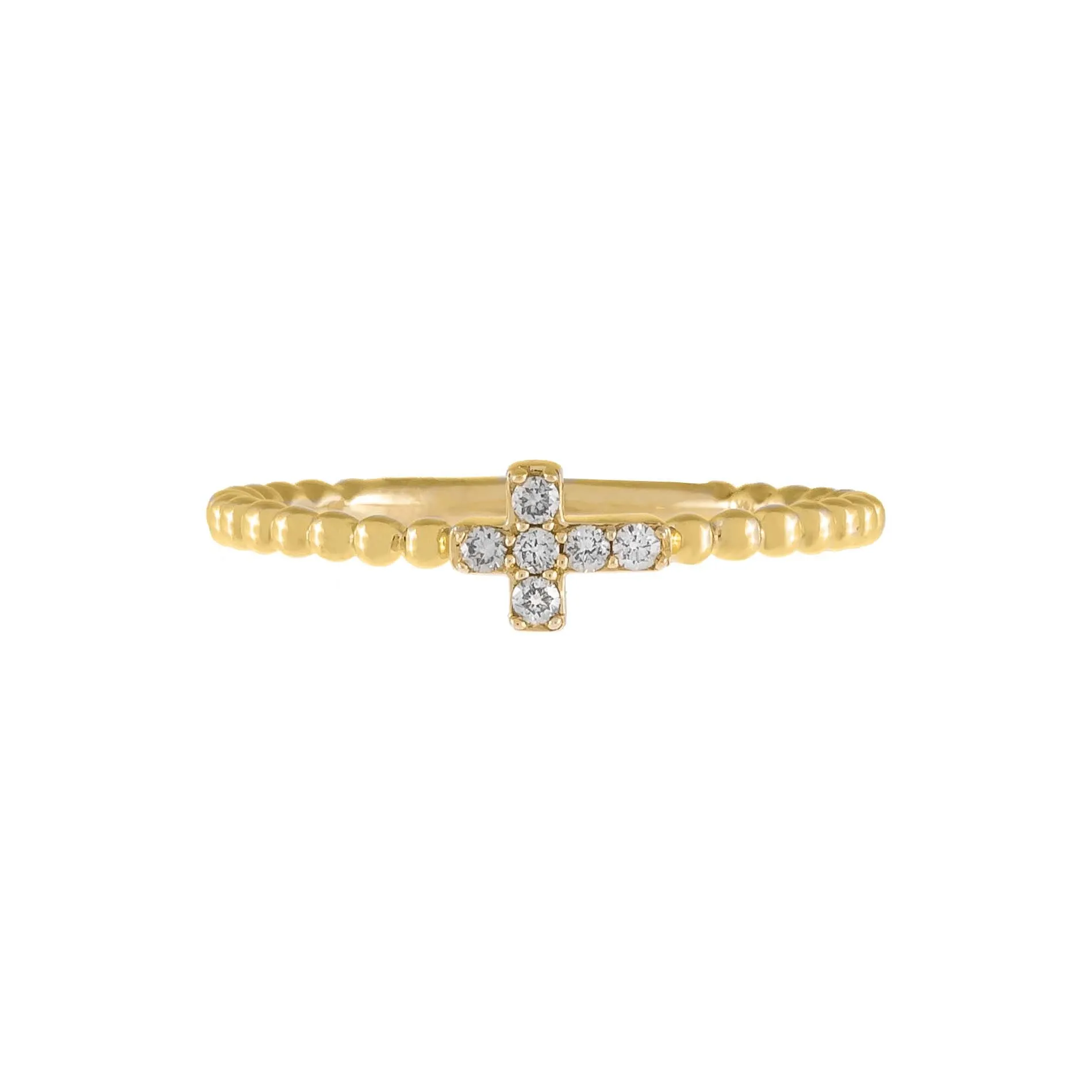 Diamond Cross Beaded Ring 14K sold by Adina Eden's product image thumbnail 3