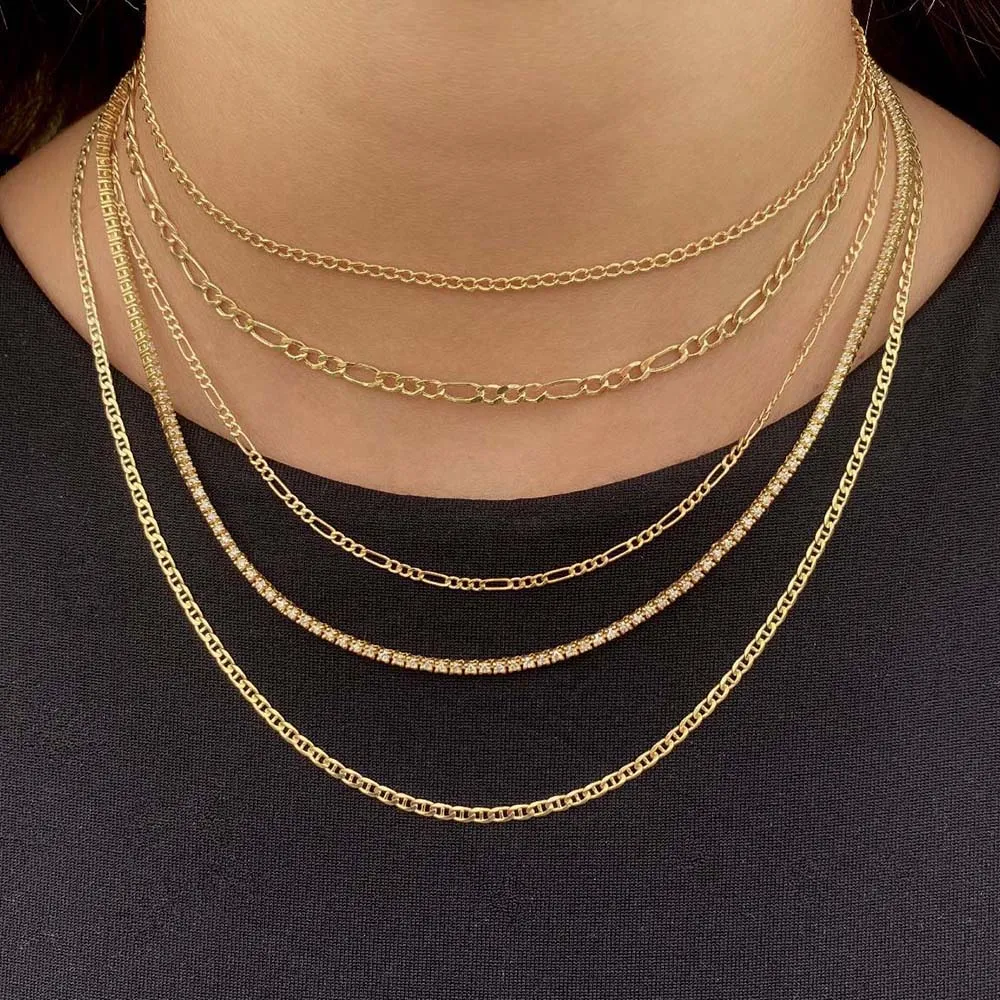 Flat Figaro Necklace 14K sold by Adina Eden's product image thumbnail 3