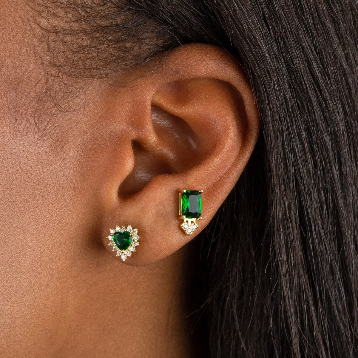 CZ Emerald Heart Stud Earring sold by Adina Eden's product image thumbnail 2