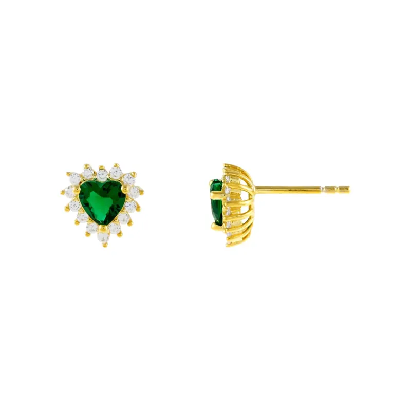 CZ Emerald Heart Stud Earring sold by Adina Eden's