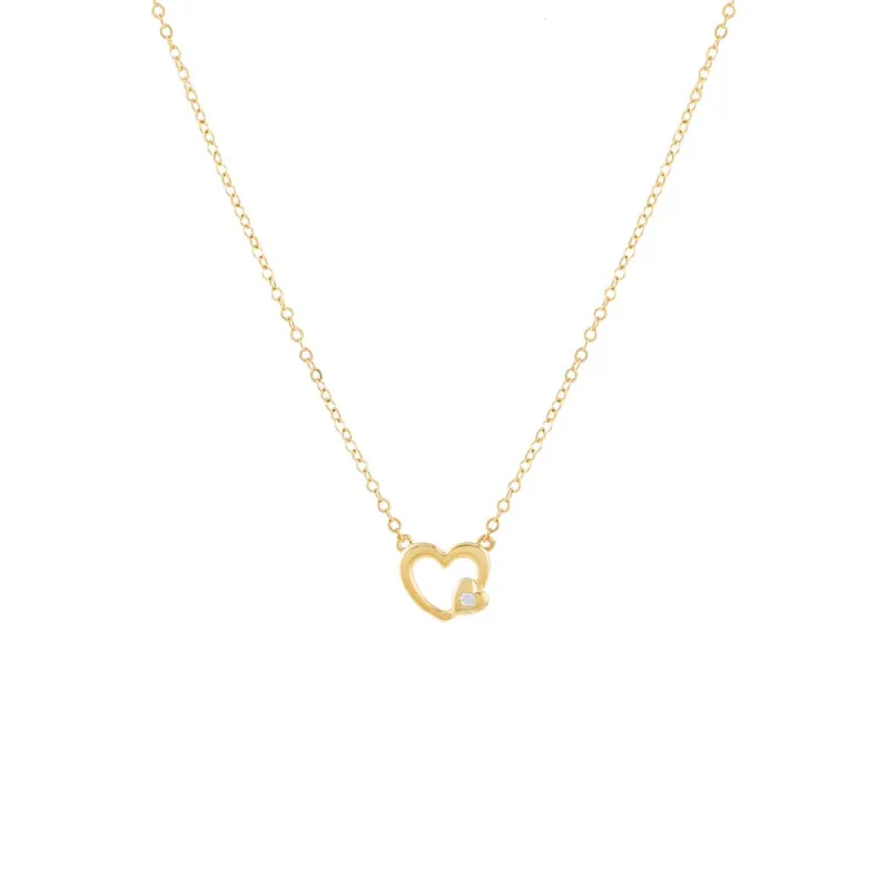 Tiny CZ Heart Accent Pendant Necklace sold by Adina Eden's
