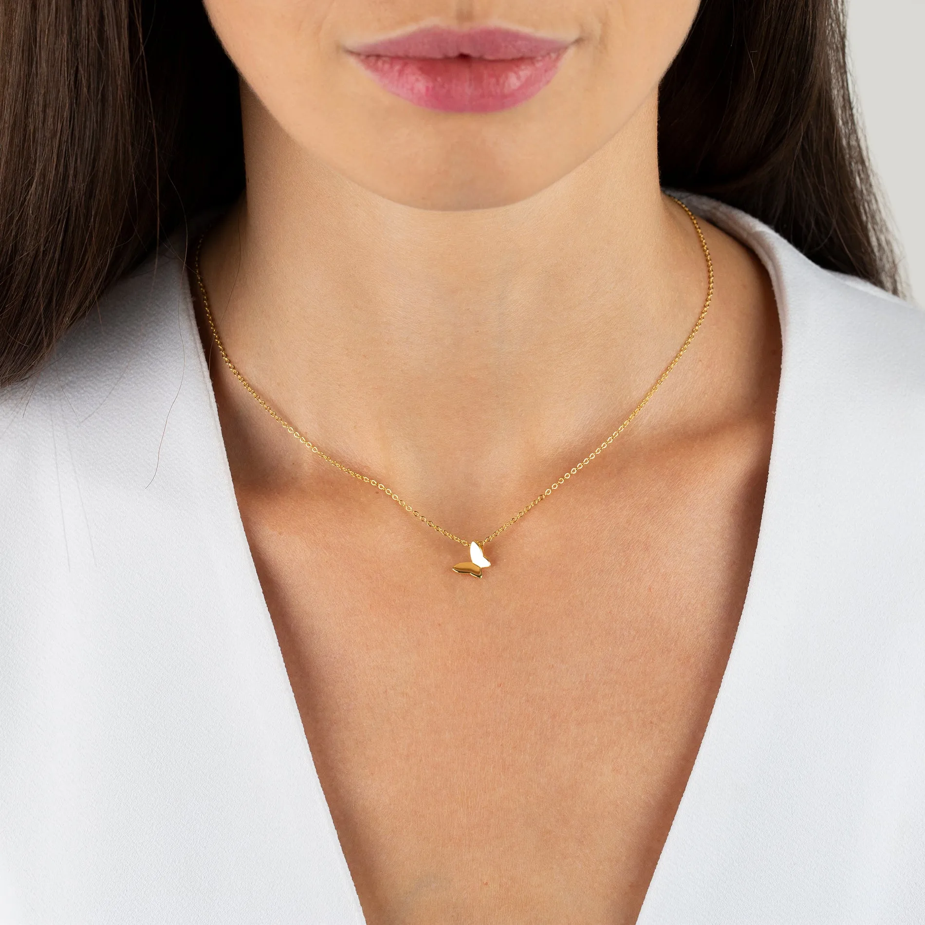 Mini Solid Butterfly Necklace sold by Adina Eden's product image thumbnail 2