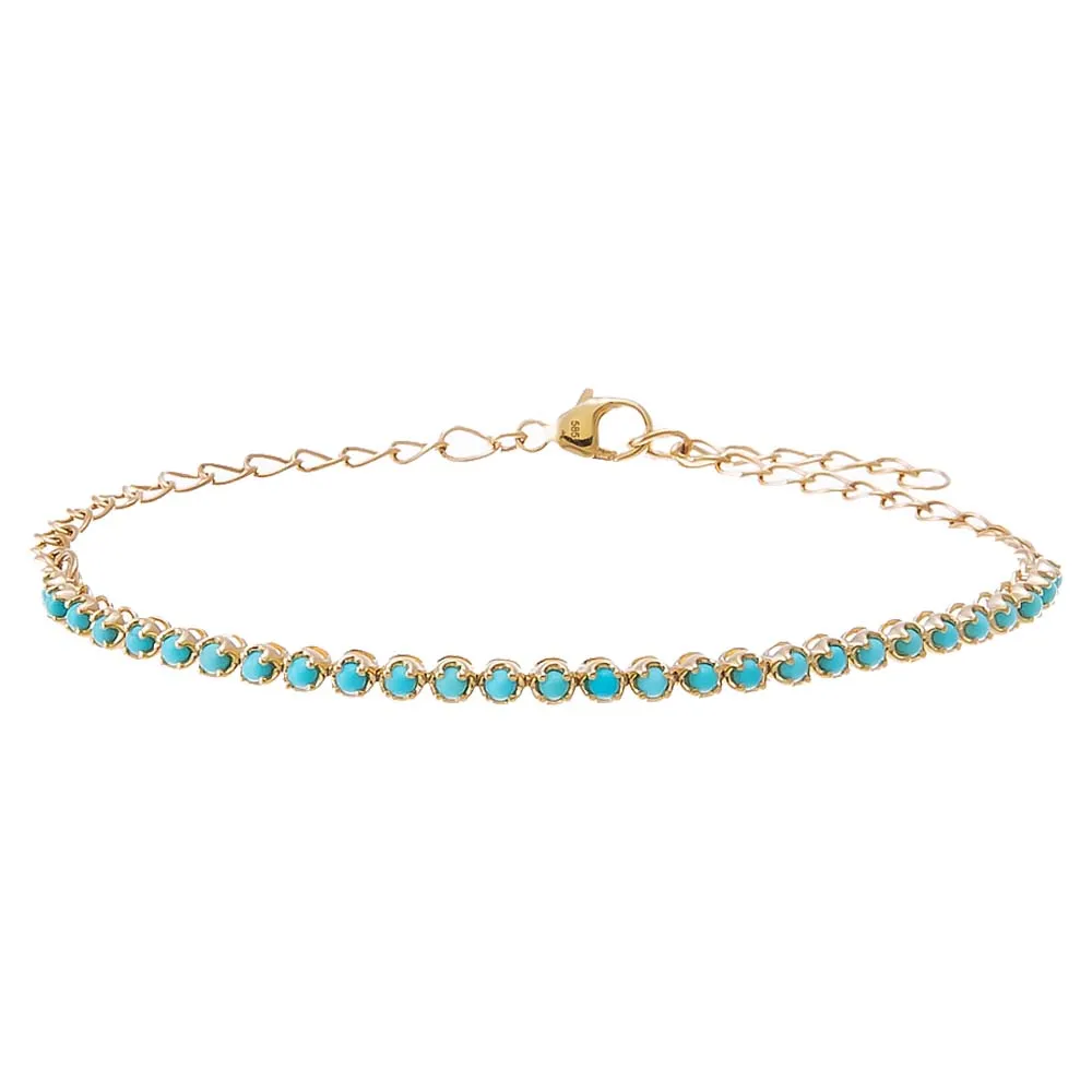 Turquoise Tennis Bracelet 14K sold by Adina Eden's