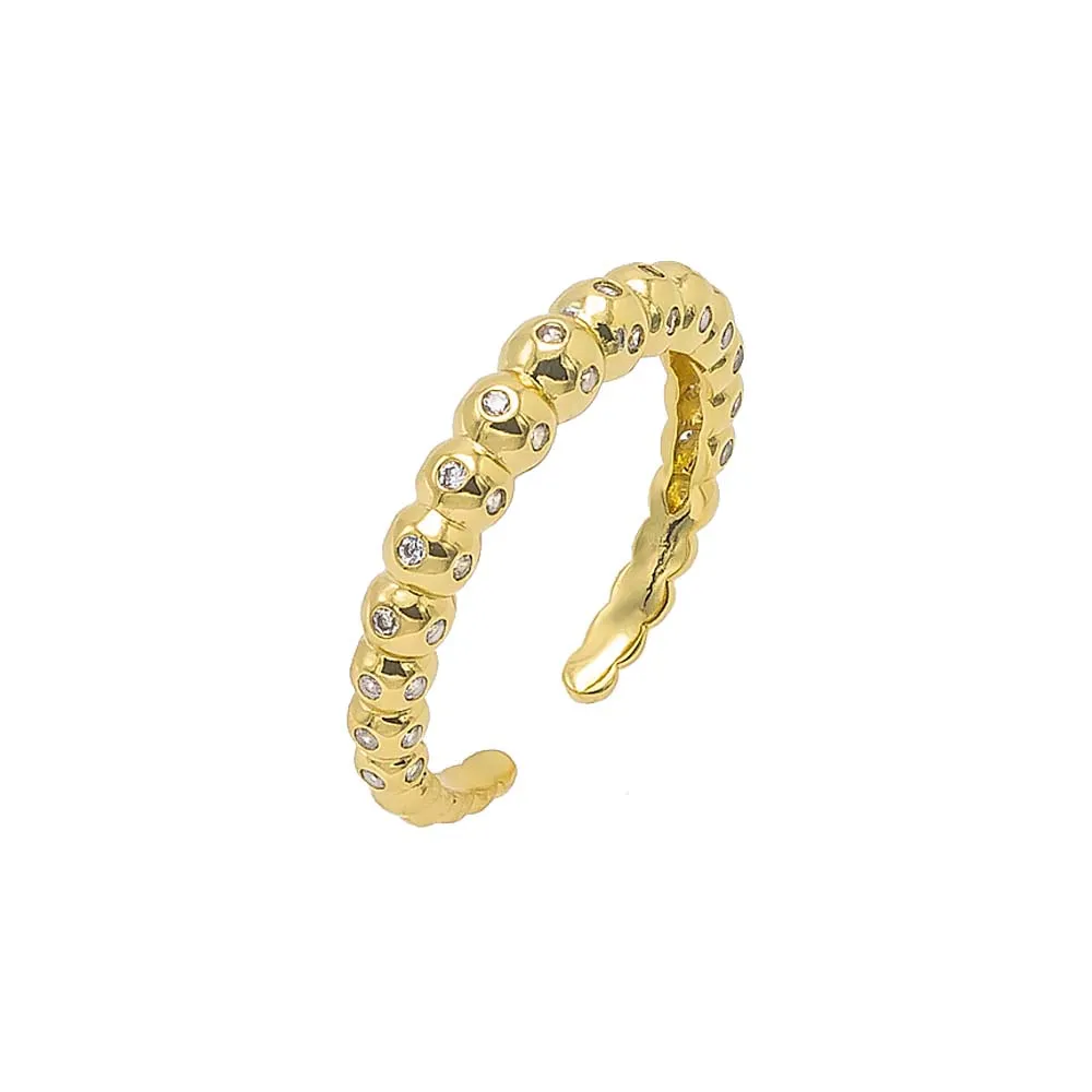 CZ Bezel Beaded Ball Open Ring sold by Adina Eden's