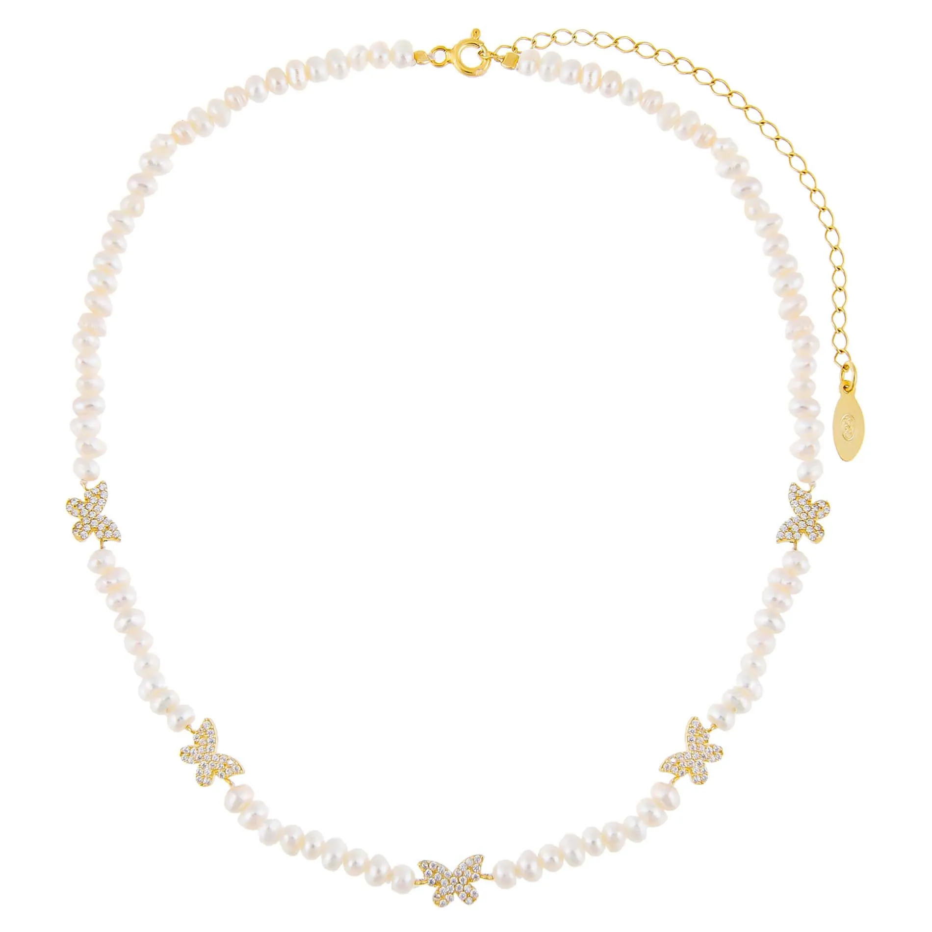 CZ Butterfly Pearl Choker sold by Adina Eden's product image thumbnail 3