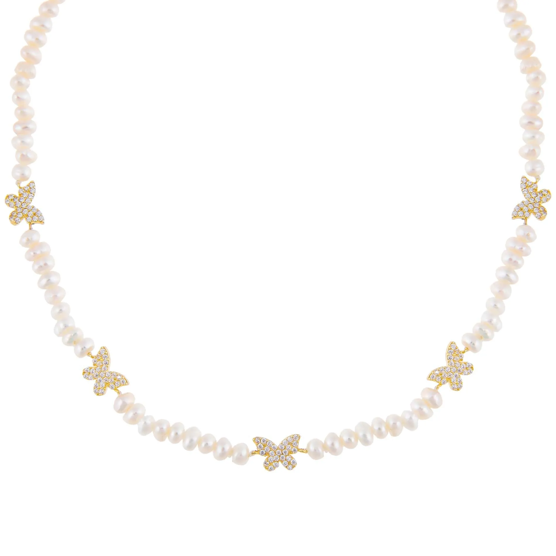 CZ Butterfly Pearl Choker sold by Adina Eden's