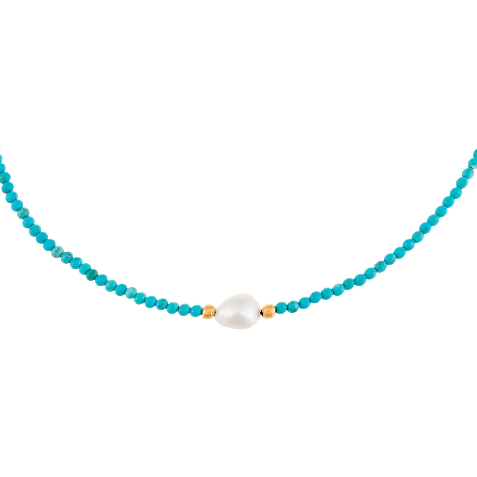 Pearl Turquoise Beaded Necklace sold by Adina Eden's