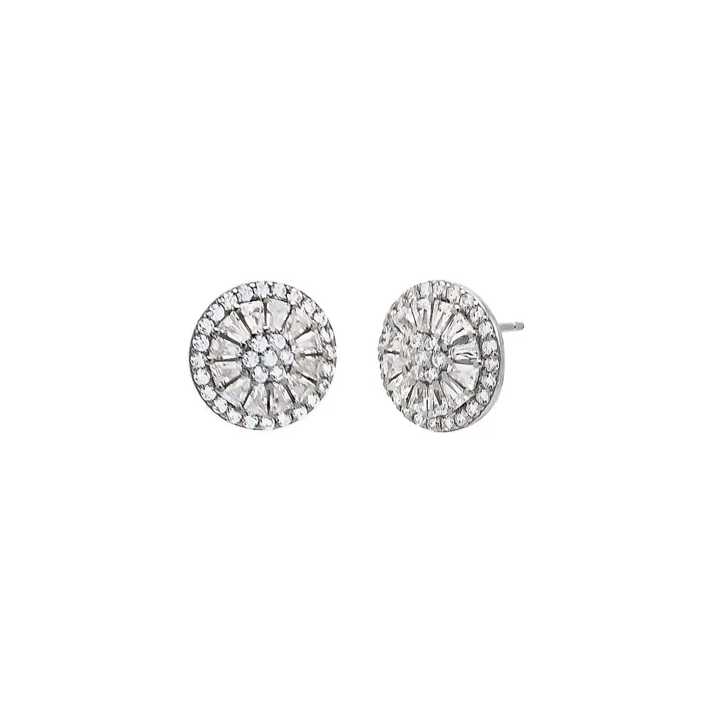Pave X Baguette Round Stud Earring sold by Adina Eden's product image thumbnail 3
