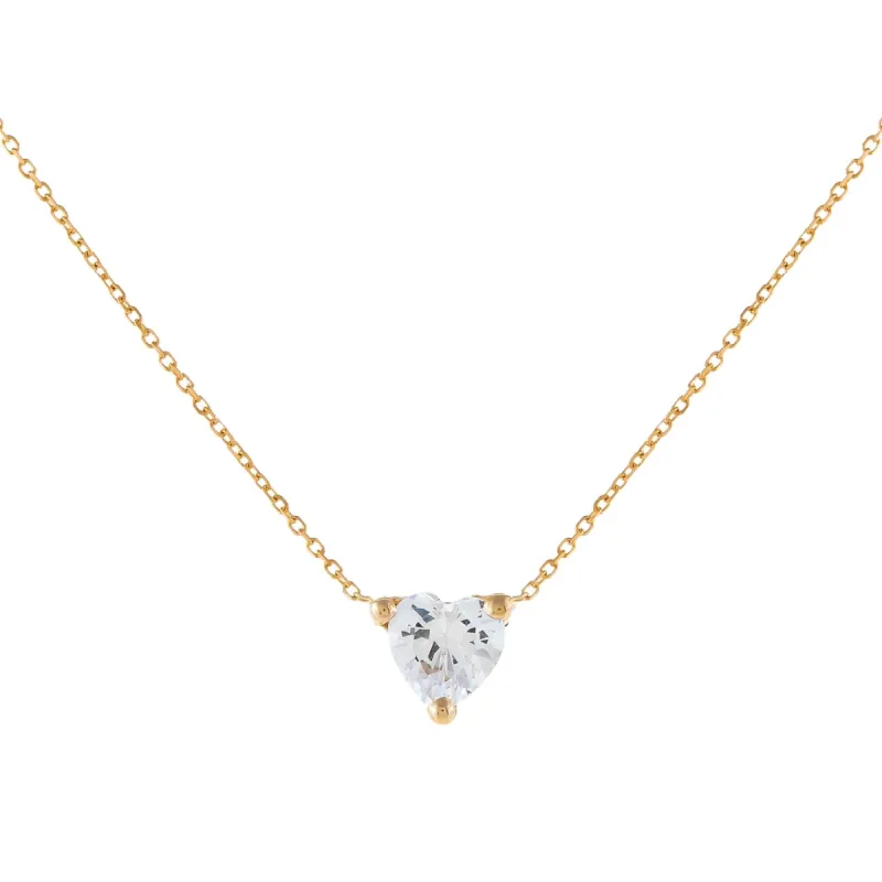 CZ Mini Heart Necklace 14K sold by Adina Eden's