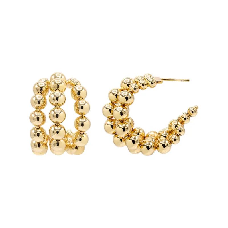 Gold Filled Graduated Beaded Balls Open Hoop Earring sold by Adina Eden's