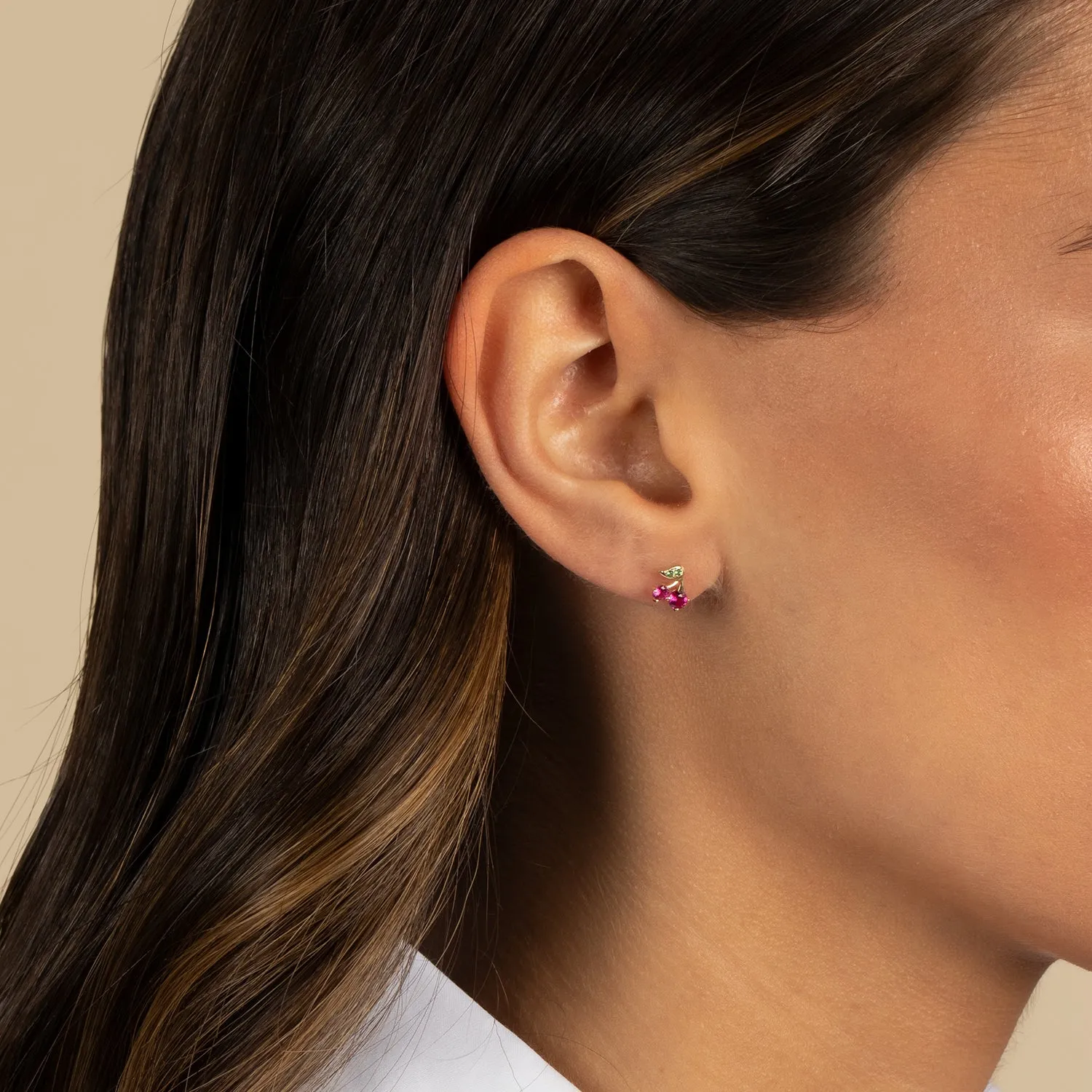 CZ Colored Cherry Stud Earring 14K sold by Adina Eden's product image thumbnail 2