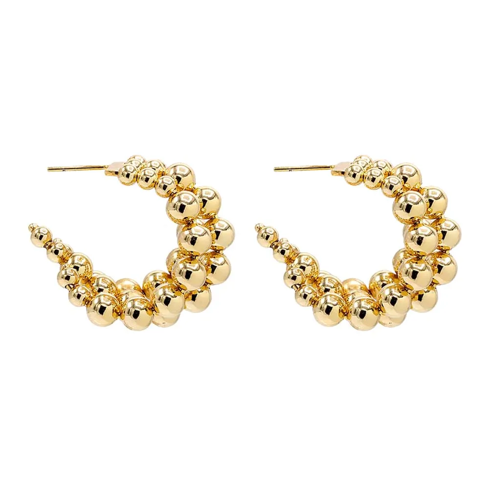 Gold Filled Graduated Beaded Balls Open Hoop Earring sold by Adina Eden's product image thumbnail 3