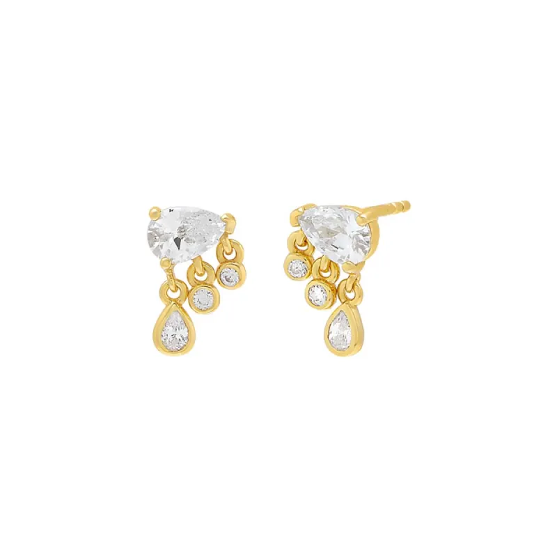 Dangling Teardrop Charms Stud Earring sold by Adina Eden's