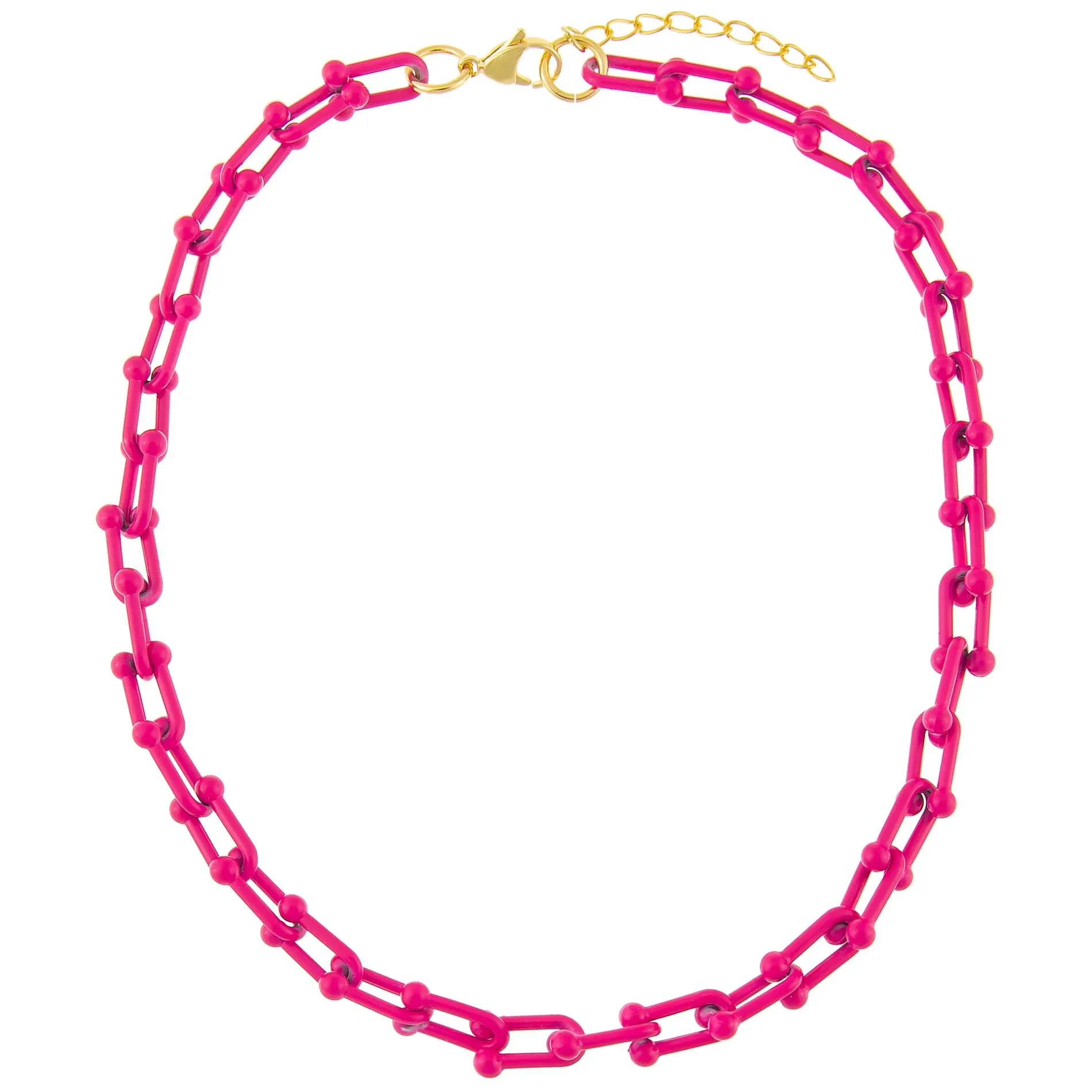 Pink Enamel U Chain Necklace sold by Adina Eden's product image thumbnail 4