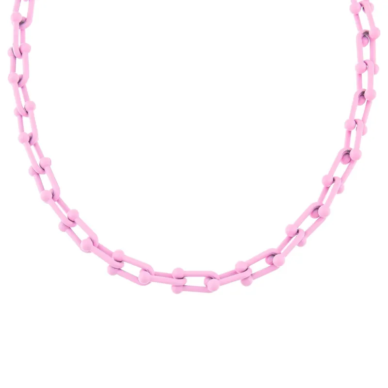 Pink Enamel U Chain Necklace sold by Adina Eden's