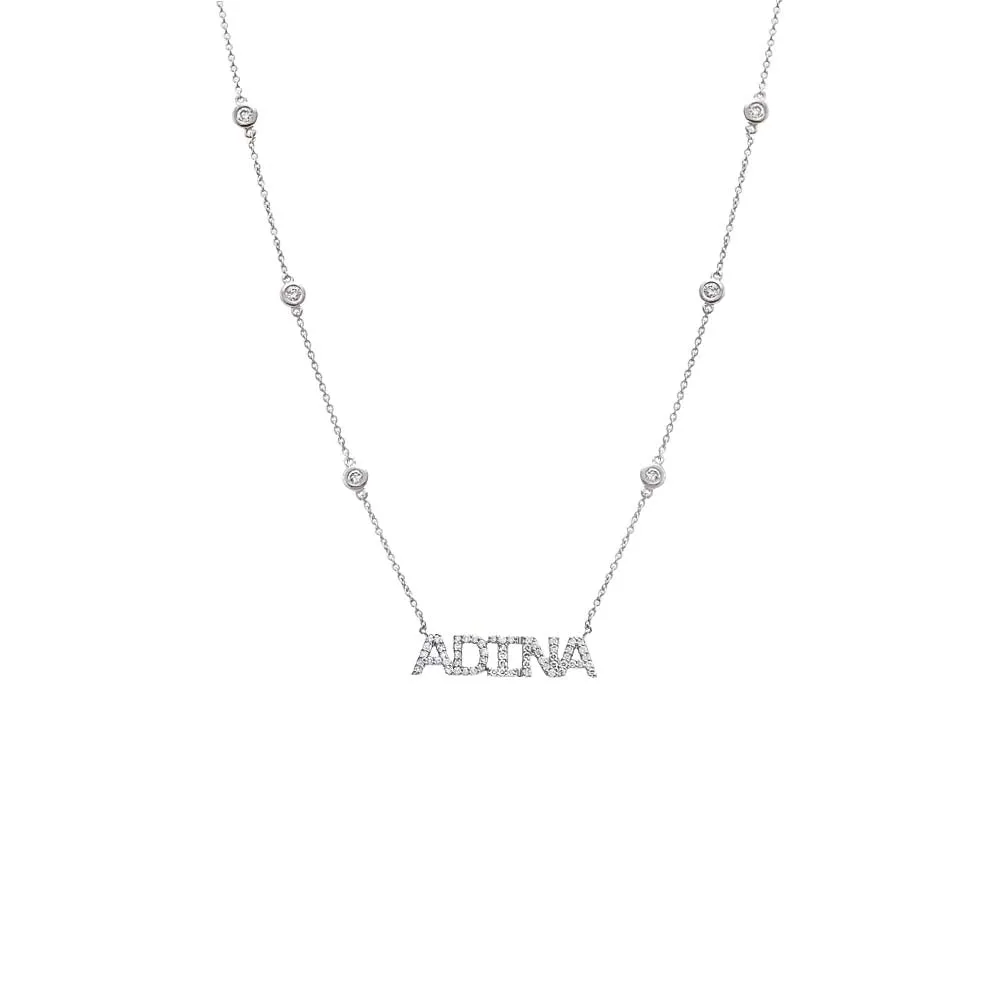 Diamond Pave X Bezel Nameplate Chain Necklace 14K sold by Adina Eden's product image thumbnail 4
