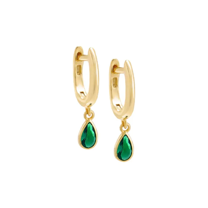 Colored Dangling Teardrop Huggie Earring sold by Adina Eden's
