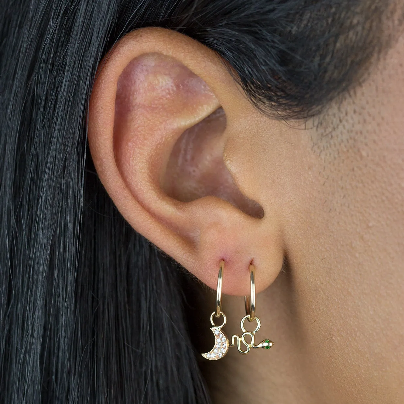CZ Crescent Hoop Earring 14K sold by Adina Eden's product image thumbnail 2
