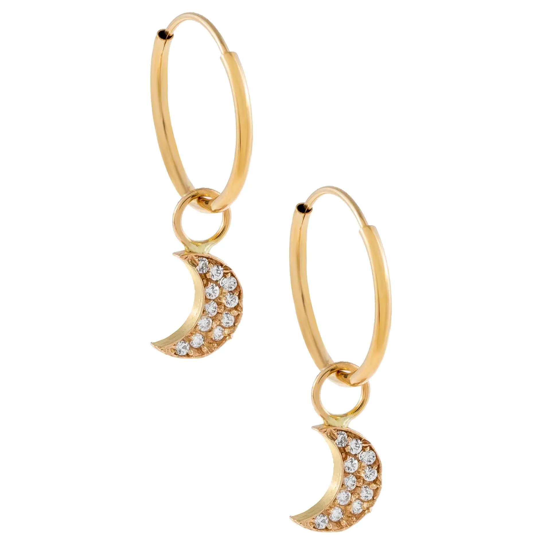 CZ Crescent Hoop Earring 14K sold by Adina Eden's