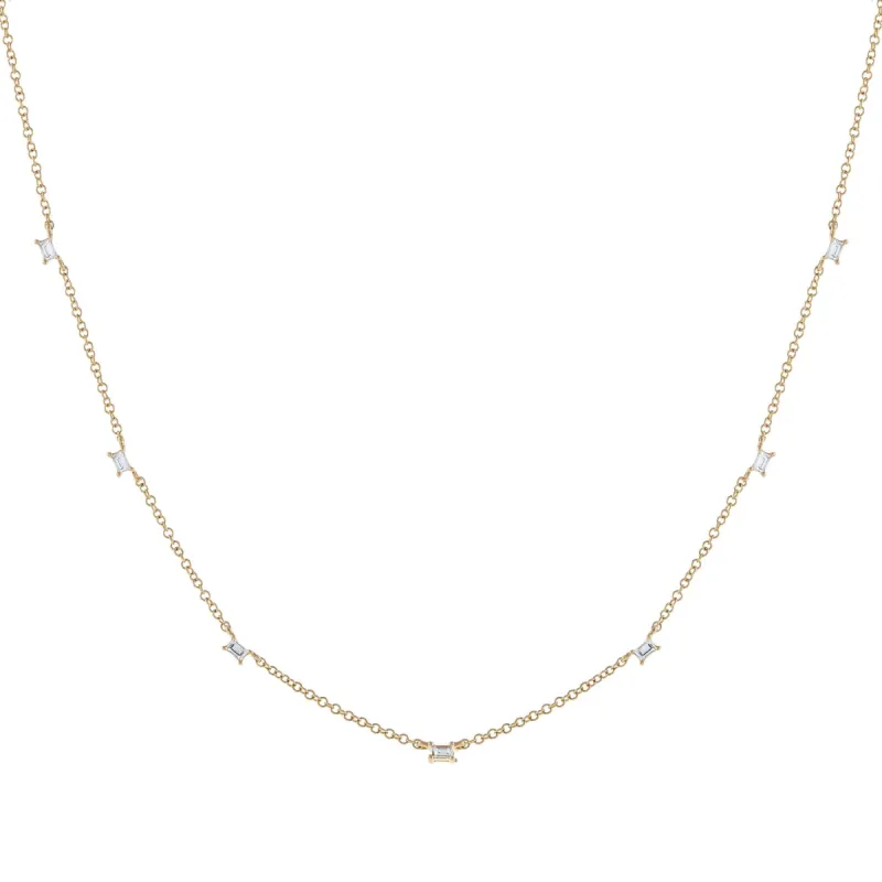 Diamond Multi Baguette Necklace 14K sold by Adina Eden's