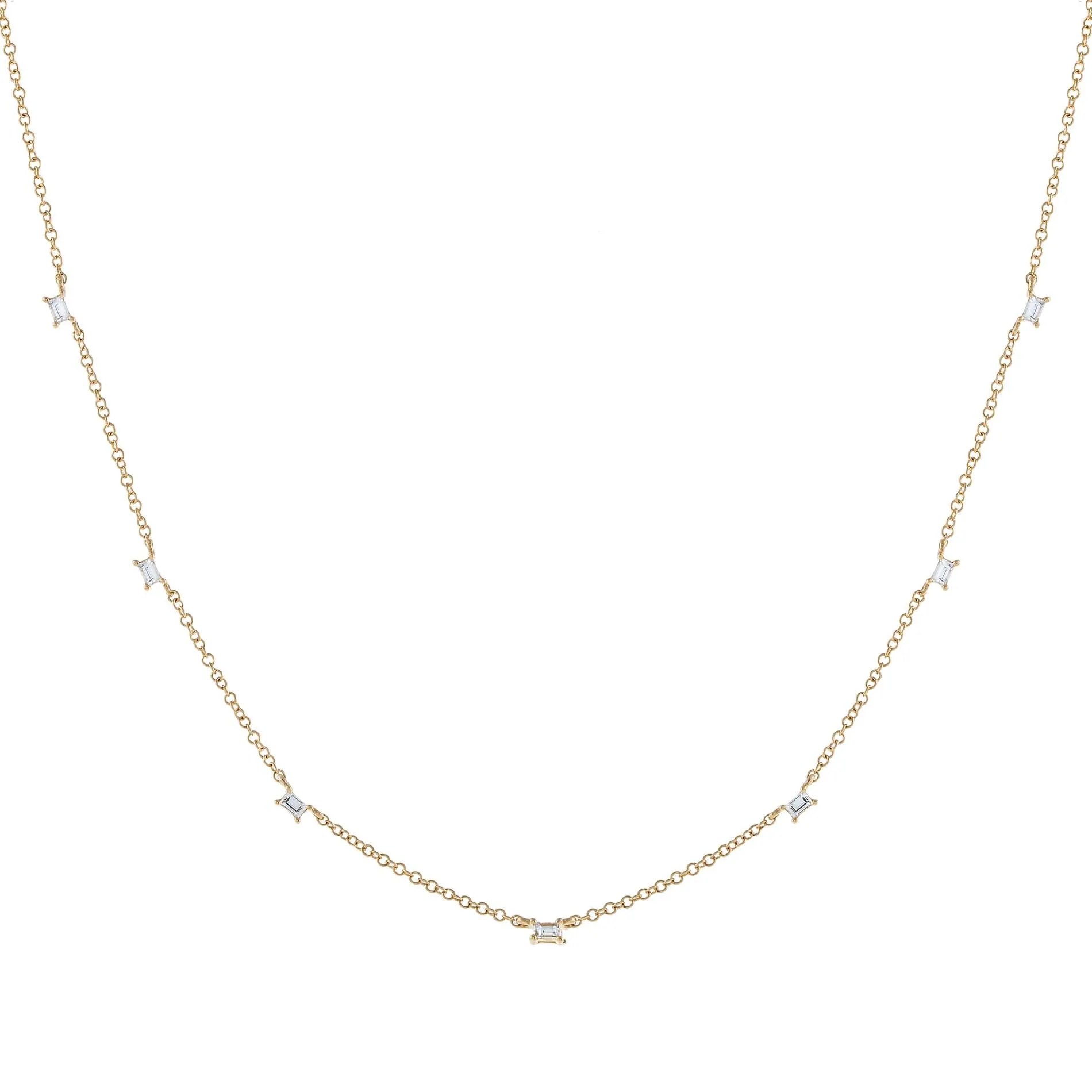 Diamond Multi Baguette Necklace 14K sold by Adina Eden's