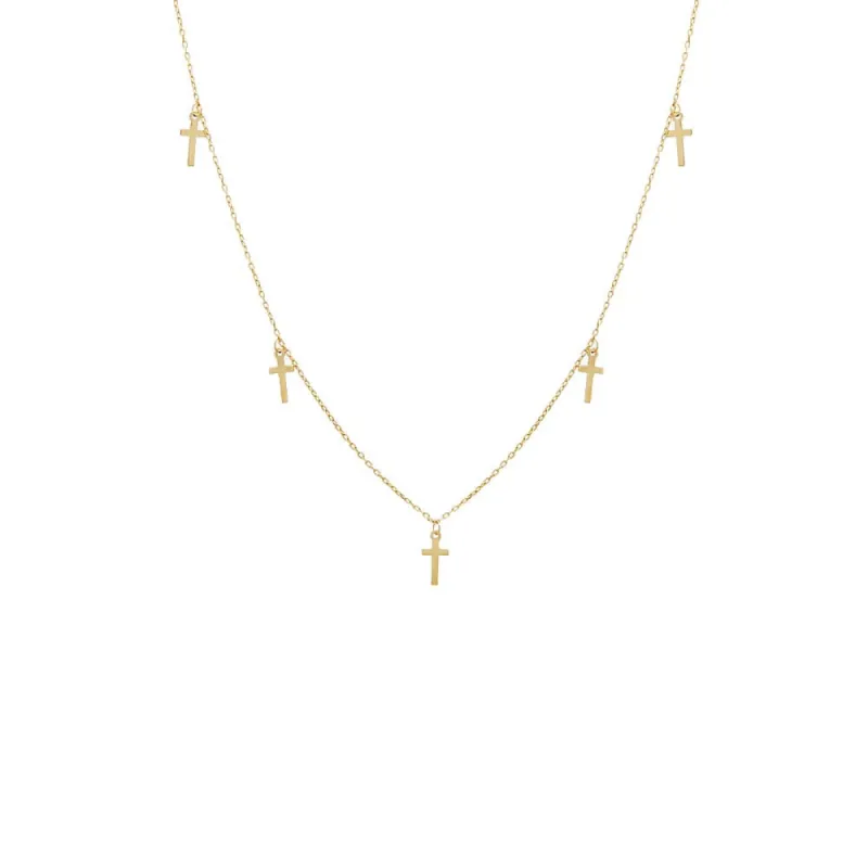 Solid Mini Dangling Crosses Necklace 14K sold by Adina Eden's