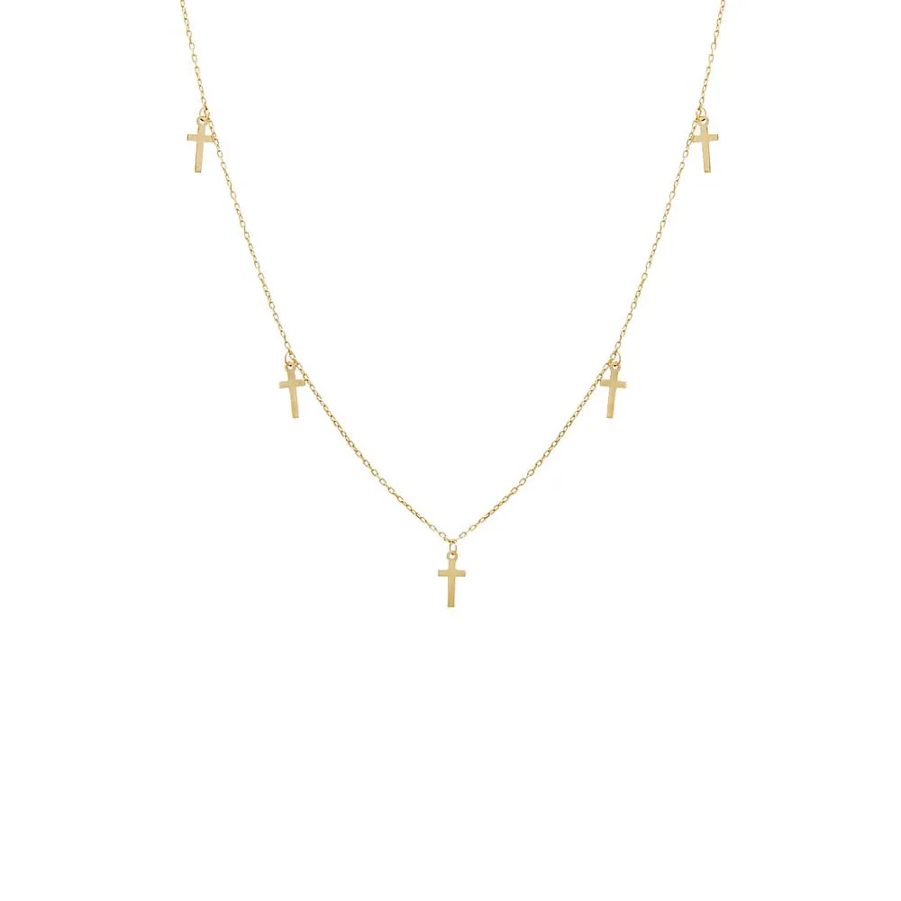 Solid Mini Dangling Crosses Necklace 14K sold by Adina Eden's