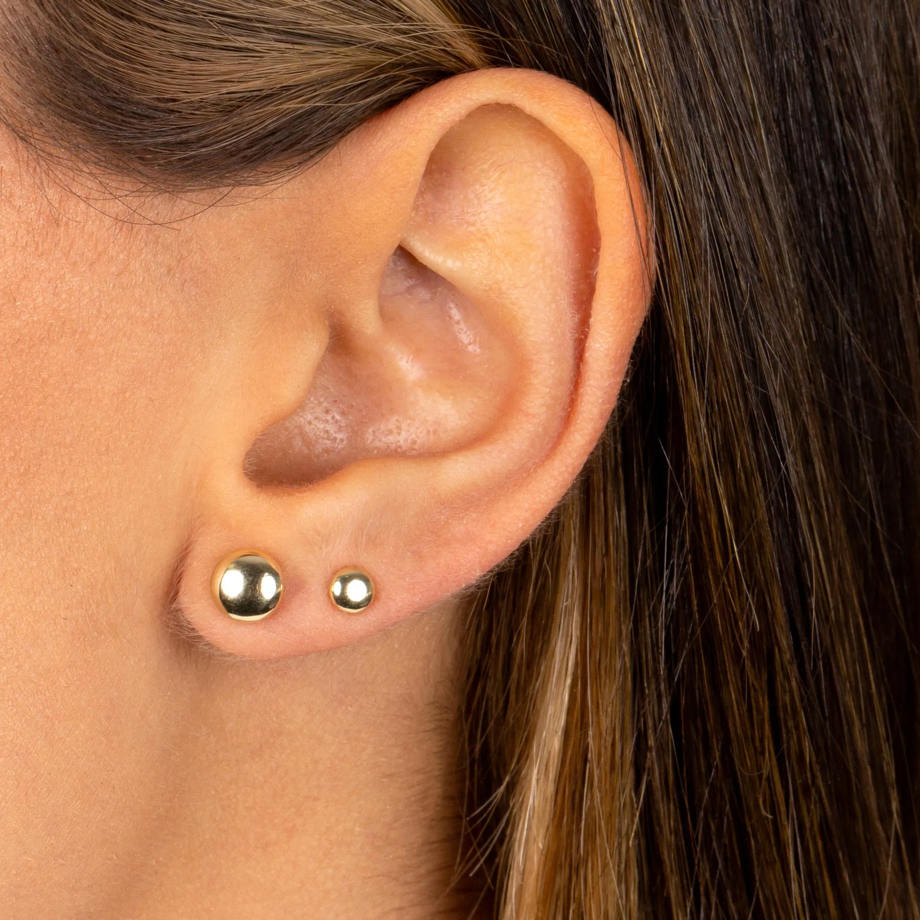 Tiny Solid Round Puff Pebble Stud Earring 14K sold by Adina Eden's product image thumbnail 2