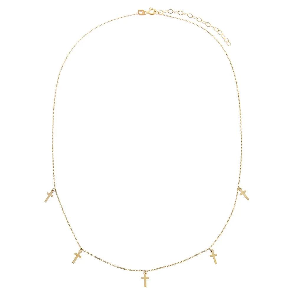 Solid Mini Dangling Crosses Necklace 14K sold by Adina Eden's product image thumbnail 3
