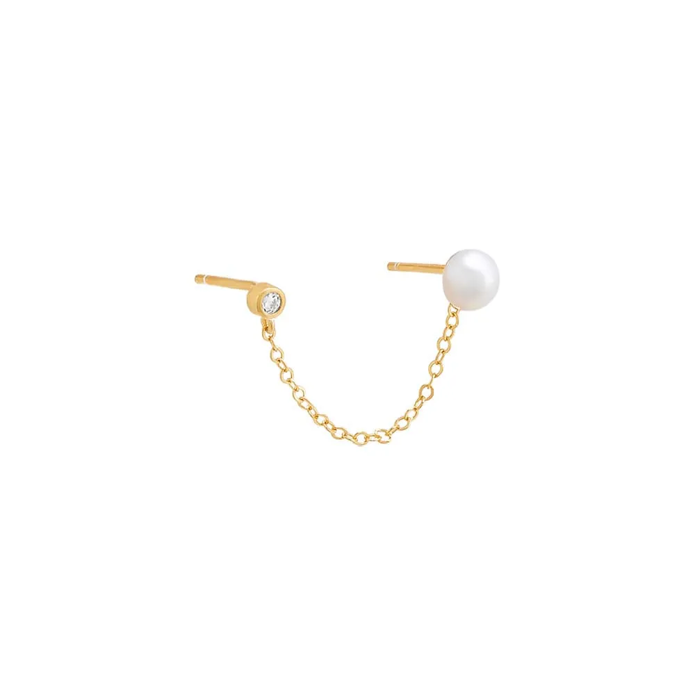 Pearl X Colored CZ Chain Stud Earring sold by Adina Eden's product image thumbnail 3
