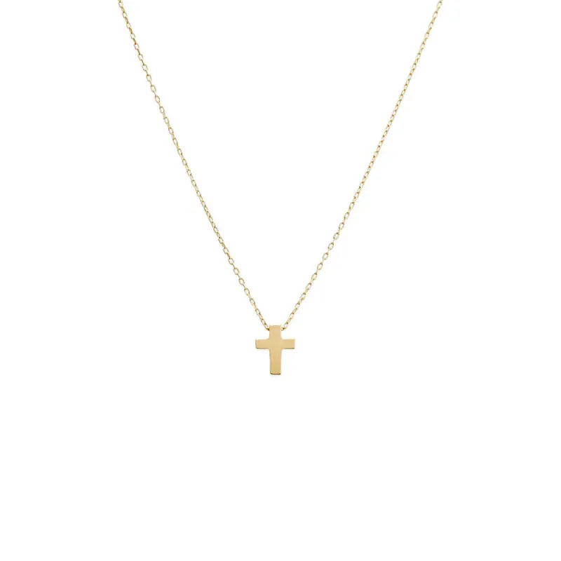 Tiny Solid Cross Necklace 14K sold by Adina Eden's