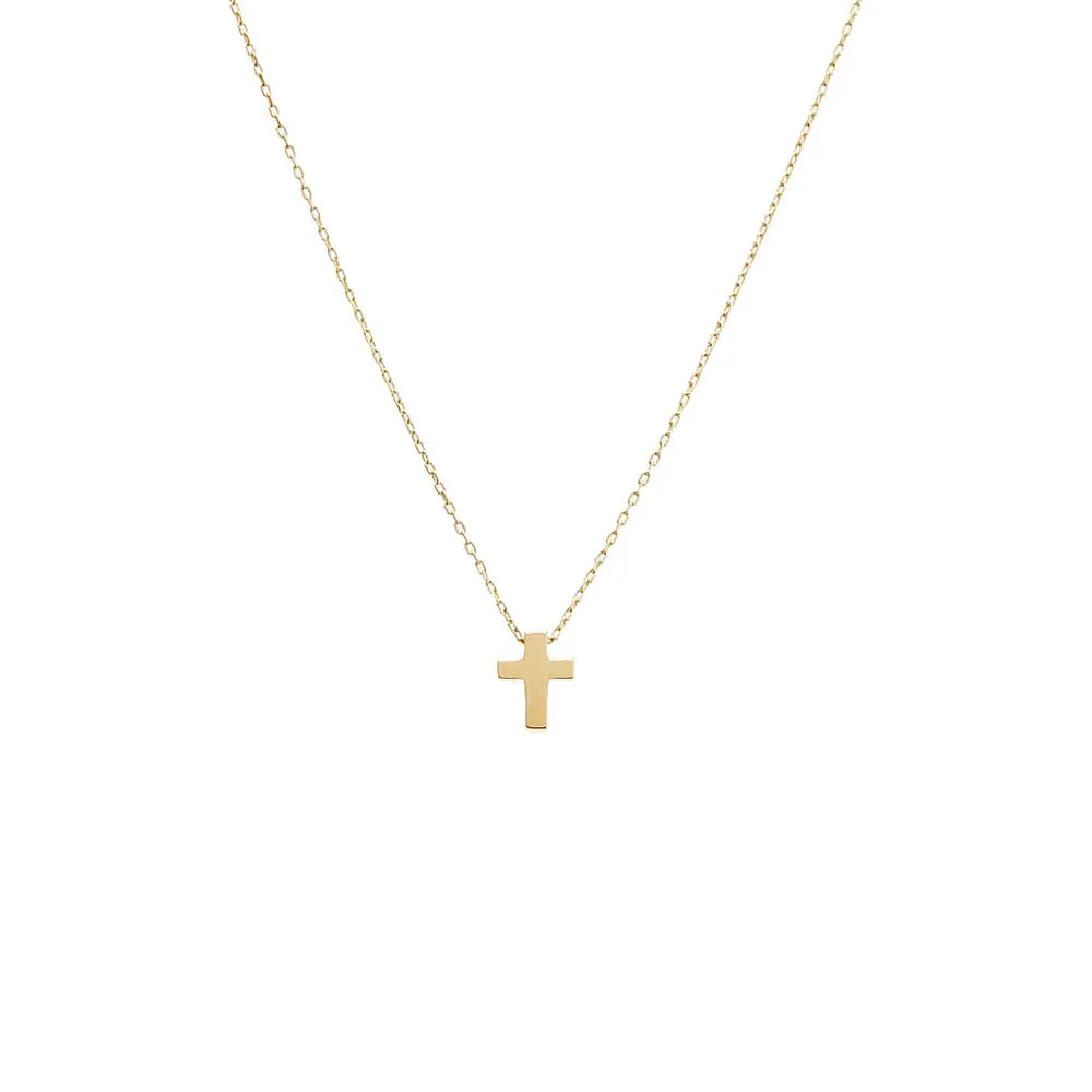 Tiny Solid Cross Necklace 14K sold by Adina Eden's