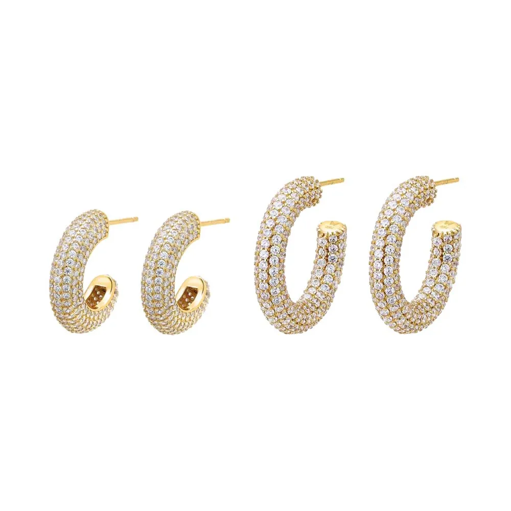 Double Pave Jumbo Hoop Earring Combo Set sold by Adina Eden's