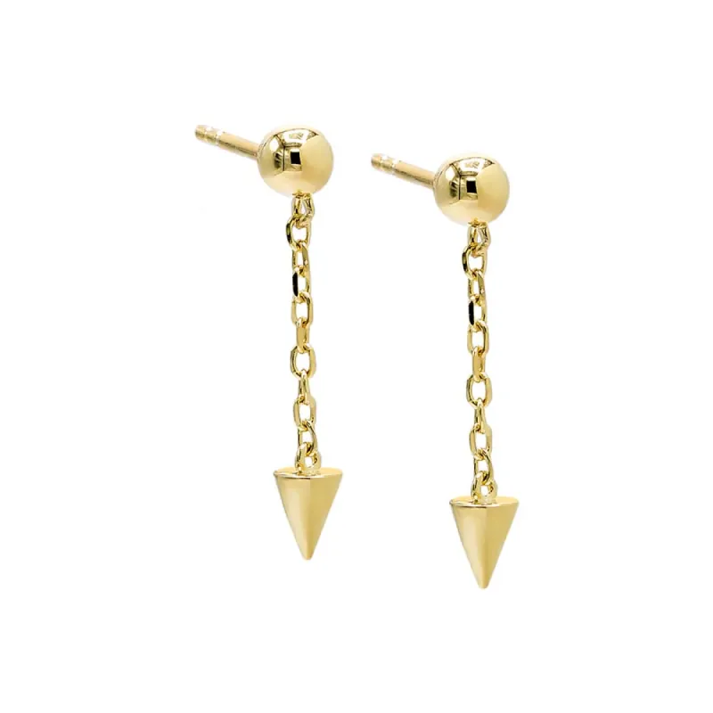 Solid Ball X Spike Drop Chain Stud Earring sold by Adina Eden's