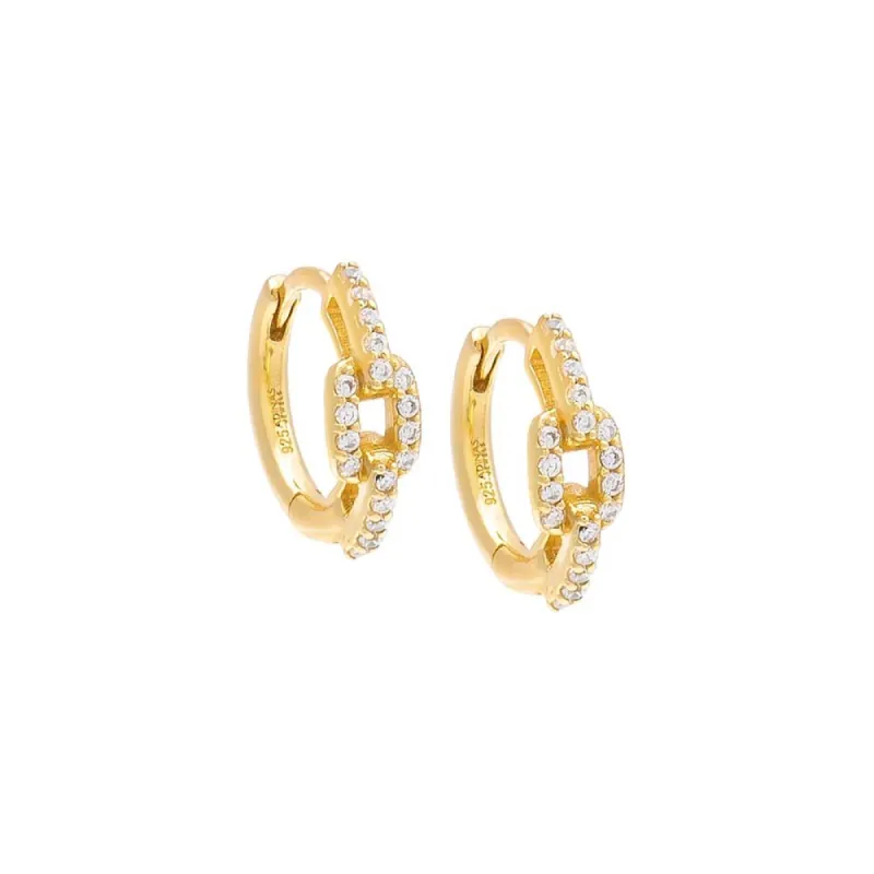 Pavé Chain Link Huggie Earring sold by Adina Eden's