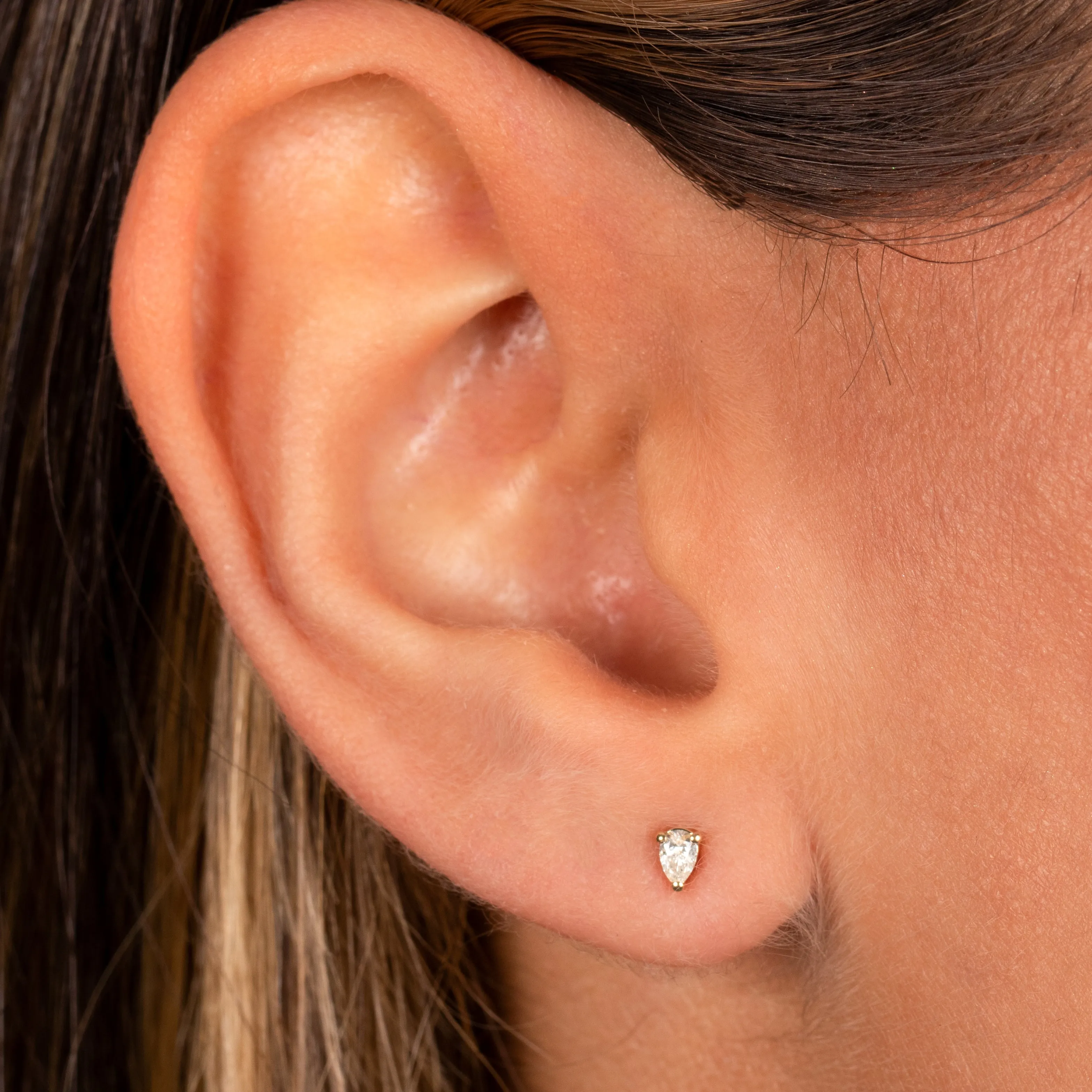 Diamond Pear Stone Stud Earring 14K sold by Adina Eden's product image thumbnail 2