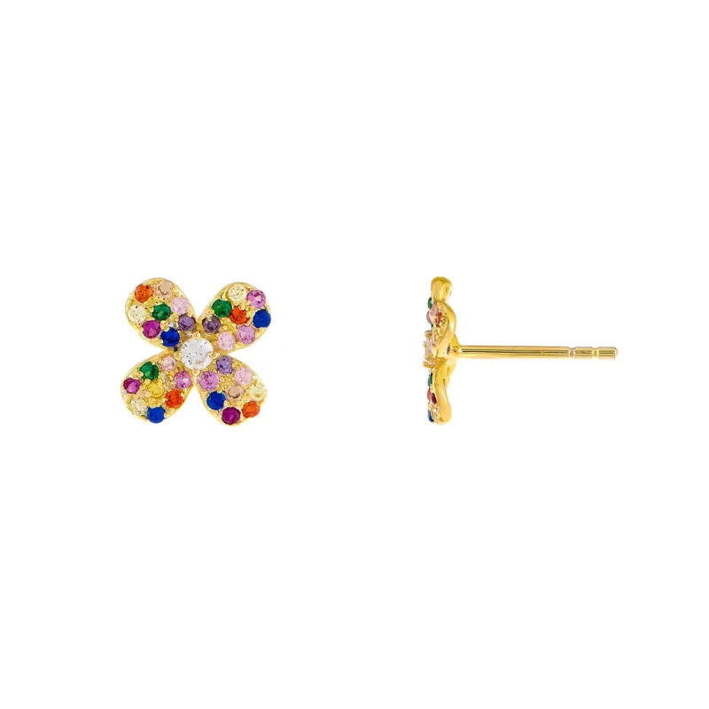 CZ Mini Rainbow Flower Stud Earring sold by Adina Eden's
