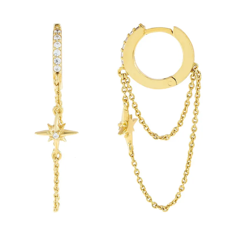 CZ Starburst Chain Huggie Earring sold by Adina Eden's